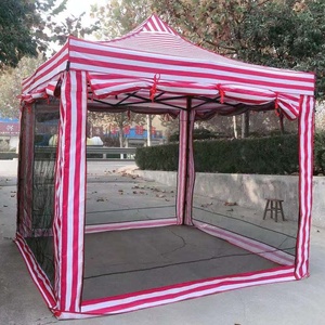 Gazebo 3x3 Impermeabile in Poliestere a Righe Rosse e Bianche con Pareti e <span class=keywords><strong>Zanzariera</strong></span> - Product Image 5