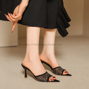 New Fine Rhinester High Slippers Pointed Open Toe High-<b>heeled</b> Sandals - Product Image 6