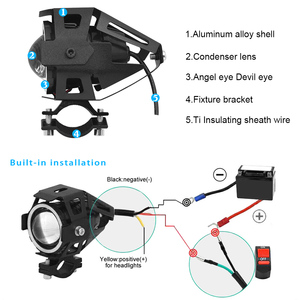 <span class=keywords><strong>Phare</strong></span> de <span class=keywords><strong>moto</strong></span> à Led avec yeux d'angle 125W, projecteurs supplémentaires, feux antibrouillard universels, lampe de conduite auxiliaire de <span class=keywords><strong>moto</strong></span> à LED U7 - Product Image 2