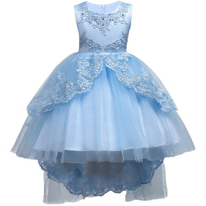 Robe de demoiselle d'honneur pour filles, blanche, col rond, jupe en tulle et dentelle perlée, style princesse, pour fête de mariage - Product Image 4