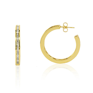 Gemnel 925 gioielli in argento smeraldo <span class=keywords><strong>baguette</strong></span> pietre preziose <span class=keywords><strong>orecchini</strong></span> del cerchio donna - Product Image 2