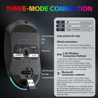Ratón Inalámbrico para Juegos T-WOLF X5 de Tres Modos, Conexión 2.4G+BT+USB-C, DPI 12800, Programación de Macros con Teclas Personalizables para PC