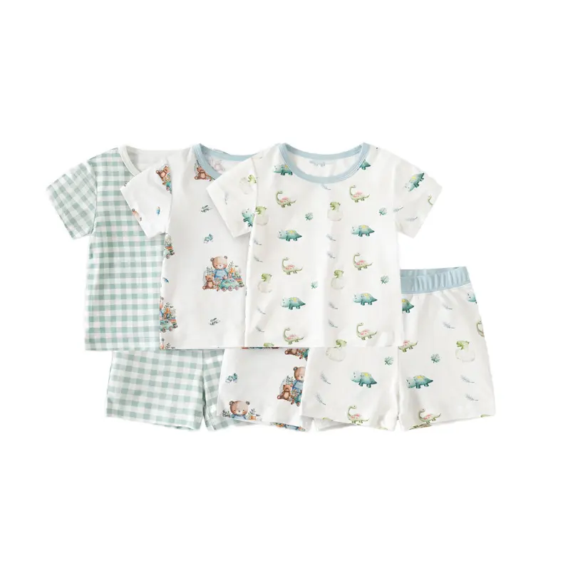 Abbigliamento firmato di marca baby manica corta di bambù Top e pantaloni per bambine vestito per bambine estivo vestiti di bambù per bambini