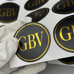 Kişiselleştirilmiş Özel Siyah Baskılı Logo Çıkartması Su Geçirmez Altın Varak Vinil Daire Etiket - Product Image 3