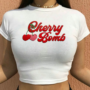 C2190 estate donna Y2K a maniche corte girocollo Slim Fit Casual t-shirt corta all'ingrosso