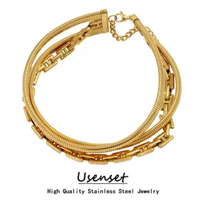 USENSET316l高品質ステンレス鋼層弾性ネックレスユニセックス手作りチェーンチョーカーPVDメッキアクセサリー