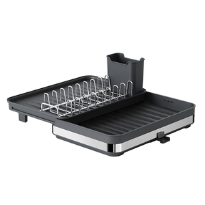 Organizador de cocina de metal Estante para platos con soporte para utensilios Escurridor de platos extensible - Product Image 1