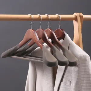 Modern High Quality Wholesale Hotel Men Suits Coat Velvet Luxury Wooden Hanger For Cloths