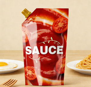 Sachets personnalisés de 150 ml <span class=keywords><strong>pour</strong></span> sauce pommes de terre, jus et liquides, avec bec verseur, qualité alimentaire, pochette souple verticale <span class=keywords><strong>pour</strong></span> sauces et boissons - Product Image 1
