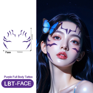 Tím Laser K-Pop Lấy Cảm hứng Đầy Đủ Cơ Thể Giấy Hình Xăm Sticker Set Anime Phong Cách Tạm Thời Cho 5-7 Ngày Kéo Dài Âm Nhạc Lễ Hội Cosplay - Product Image 3