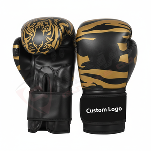 ถุงมือหนังสำหรับเด็กและผู้ใหญ่, ถุงมือชกมวยหนังสีดำทองพิมพ์ลายสัตว์สำหรับฤดูหนาว - Product Image 1
