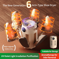 Nouveau séchoir à chaussures portable et pliable à six bras, avec température constante, déshumidification et élimination des odeurs