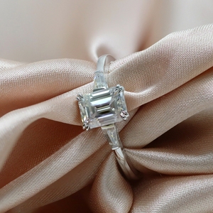Paston 아이스 아웃 파인 쥬얼리 <span class=keywords><strong>Silver925</strong></span> Moissanite 에메랄드 컷 Moissanite 다이아몬드 반지 약혼 웨딩 vvs 쥬얼리 - Product Image 1