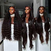 Perruques en cheveux humains bruts vietnamiens, ondulées, avec dentelle frontale, vente en gros, sans colle, Full HD, pour femmes noires
