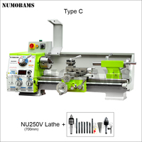 Tour à métaux de table NU250V 750W, tour manuel 250 mm de diamètre de coupe au-dessus du lit pour le tournage de métaux, atelier de loisirs créatifs