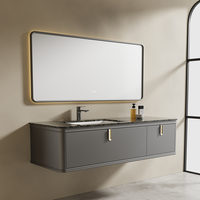 Meuble de salle de bain mural en MDF de style moderne, panneau peint, armoire avec miroir intelligent, fonction étanche, adapté aux maisons