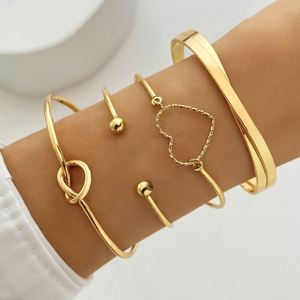 Conjunto creativo de pulsera con nudo de amor, diseño geométrico de corazón cruzado, aleación de moda para Europa, Estados Unidos, traje de lote de 4 piezas - Product Image 6