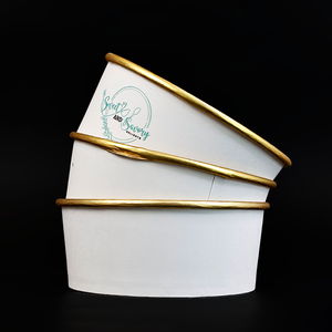 Bol en papier alimentaire jetable personnalisé dessert yaourt emballage de bol en papier de fruits papier de feuille d'or attaché au bol - Product Image 1