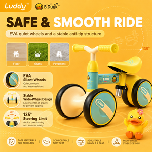 Tricycle 3 en 1 Luddy B.Duck pour enfants, poussette, draisienne, cadeau idéal pour le premier anniversaire, jouet à pousser pour les enfants de 1 à 4 ans - Product Image 3