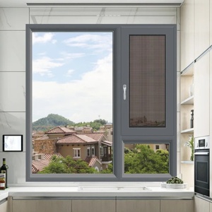 Звукозащищенные алюминиевые окна с двойным закаленным стеклом, ураганный удар, открытые алюминиевые створчатые окна - Product Image 4