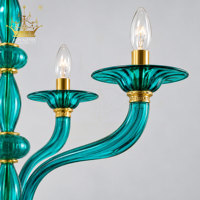 Lustre moderne en verre turquoise, suspension en verre soufflé artisanal style Murano, luminaire décoratif pour villa, salle à manger, restaurant