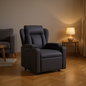 Dark <b>Grey</b> Polyester Recliner Chair Manual Operation Metal <b>Frame</b> Contemporary Design Living Room Furniture - Product Image 2