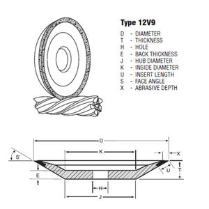 Roues en diamant CBN à liaison résine 12V9 personnalisées pour le meulage multi-axes d'outils en carbure, forets, alésoirs en ingénierie de précision - Product Image 6