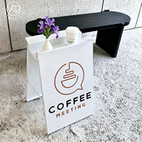 Support d'affichage en forme de A avec plateau supérieur, cadre tout métal robuste non pliable, panneau publicitaire latéral, impression UV personnalisée