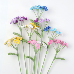 Nueva Llegada 7-Cabeza <span class=keywords><strong>de</strong></span> Ganchillo <span class=keywords><strong>de</strong></span> Lana <span class=keywords><strong>de</strong></span> Punto Flor Ornamento Multi-Color Forget-me-not Rama Perla Hoja Día <span class=keywords><strong>de</strong></span> San Valentín Año Nuevo - Product Image 5