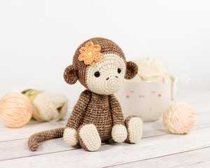 Handmade Crochet Khỉ đồ chơi sang trọng mô hình Amigurumi búp bê DIY dệt kim thủ công hướng dẫn cho người mới bắt đầu trẻ em Quà tặng kiva Polyester - Product Image 3
