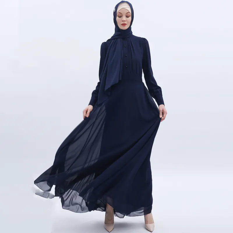 2019 Nuovo disegno poka dot chiffon abaya Signore vestito lungo Musulmano arabo Vestito Da donna Dubai abbigliamento islamico