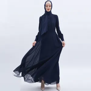 2019 Nieuwe ontwerp poka dot chiffon abaya Dames lange jurk Moslim arabische vrouw Jurk Dubai islamitische kleding