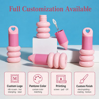 Tube vide OEM en forme de cœur creux pour brillant à lèvres, huile ou baume à lèvres, emballage cosmétique en plastique PP AS, conteneur personnalisable avec logo