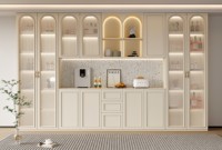 Armoire à vin de luxe personnalisée en bois Design moderne Bar en verre Meubles de salon