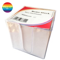Blocs-notes adhésifs carrés BIGOO avec design personnalisé dans une boîte en PVC 95x95mm Impression 4C pour usage bureautique et promotionnel