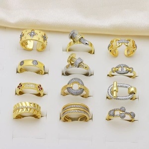 Anello BD-D1139 Bicolore Placcato Vintage con Zirconia Cubica e Strass, Gioiello Punk - Product Image 1