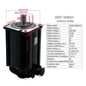 มอเตอร์สามเฟสกำลังสูง HLTNC รุ่น 180ST-M48015+T3A-H75F-RANF แรงบิด 48 นิวตันเมตร กำลังไฟ 7.5 กิโลวัตต์ แรงดันไฟฟ้า 220/380 โวลต์ ความเร็วรอบ 1500 รอบต่อนาที มาตรฐาน IP65 สำหรับ - Product Image 4