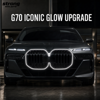 Calandre avant noire brillante en ABS avec éclairage LED blanc compatible avec BMW Série 7 G70, remplacement direct