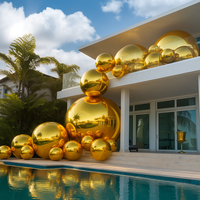 Grande boule miroir de Noël gonflable, ballon métallique brillant en PVC, sphère flottante géante, décoration d'événement de fête, vente en gros personnalisée