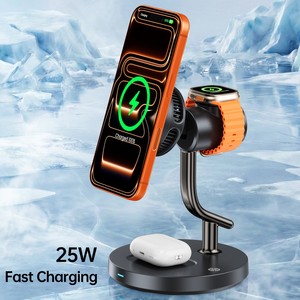 แท่นชาร์จไร้สาย 3 in 1 สำหรับ iPhone พร้อมไฟกลางคืนอุ่นๆ ชาร์จเร็ว 25W ระบบระบายความร้อนด้วยแม่เหล็ก AI TEC Magcold วัสดุโลหะผสม ขายส่ง - Product Image 5