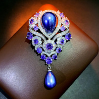 XILIANGFEIZI Broche en améthyste goutte d'eau violette et perle d'eau douce, best-seller transfrontalier, cadeau de luxe élégant pour la fête des Mères et les mariages