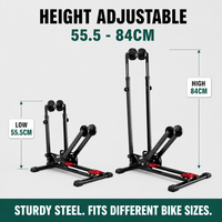 Support de stationnement pliable 3-en-1 pour vélos, support vertical réglable en acier 30 kg, pour vélos de route, VTT, Fat Tire, BMX de 24 à 29 pouces, pour la maison et le garage