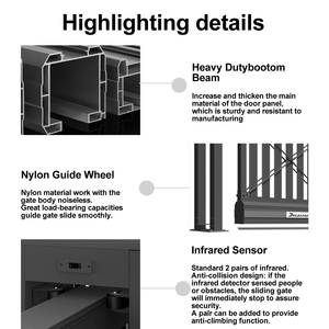 <span class=keywords><strong>Portail</strong></span> <span class=keywords><strong>coulissant</strong></span> cantilever automatique commercial pour entrée extérieure d'entreprise industrielle, clôture de sécurité pour allée principale - Product Image 3