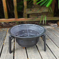 Poêle à bois de camping en plein air, barbecue portable, acier inoxydable, manuel, noir, rond, monobloc