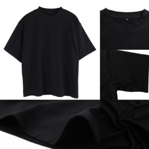 Dropshipping Tallas grandes para hombre Streetwear 100% algodón peso pesado 200-300gsm Boxy Fit Mock Neck T Shirt - Product Image 2