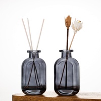 Bouteille diffuseur à roseaux en verre 100ml 200ml 500ml, diffuseur à roseaux conique en verre gris fumé, bouteilles diffuseurs minimalistes pour aromathérapie