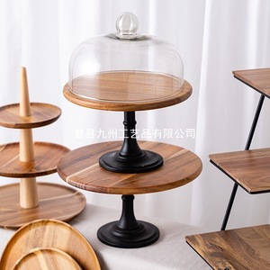 Acacia Wood Dessert Trays Cake Stands Display <b>Racks</b> For Birthday Wedding Hotel Coffee Tea Party Decorations - Product Image 2