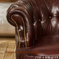 Fauteuil décontracté de style antique américain vintage, pivotant, en cuir, modèle Tiger, pour salon ou espace thé et cigares