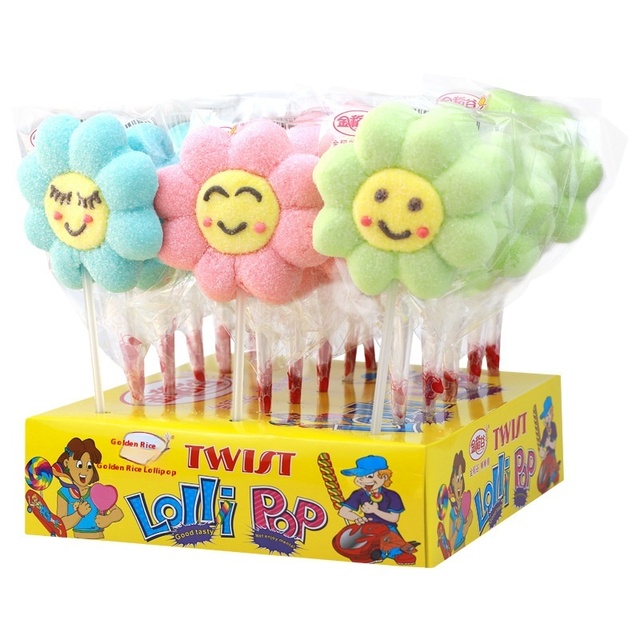 Bulk Wholesale 35g Sunflower Cotton Candy Lollipops-Fruity Flavor Kids Candy with Stick Bag Packaging Fun Party Favors