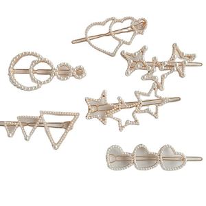 Vente en gros épingles à cheveux en perles plaquées or pinces à cheveux sexy en forme de cœur et de <span class=keywords><strong>cercle</strong></span> et paillettes pour filles - Product Image 1